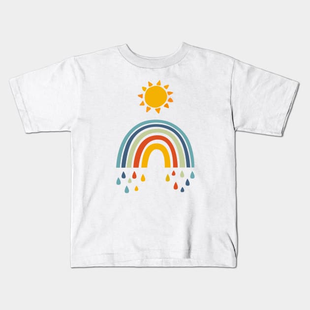 Rainbow and sun Kids T-Shirt by grafart